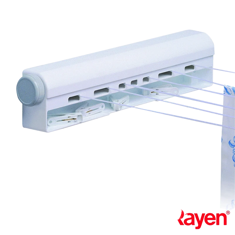 Tendedero de Pared Plegable Rayen 0030 - 6 Cuerdas Extensibles, 22m de Capacidad