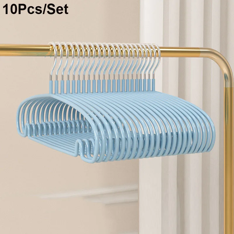 10 Perchas Metálicas Antideslizantes - Set de Colgadores para Ropa