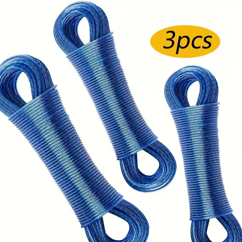 Cuerda para Secar Ropa de 20m, Alambre de Acero con PVC, Línea de Lavandería para Jardín, Accesorios de Viaje y Camping