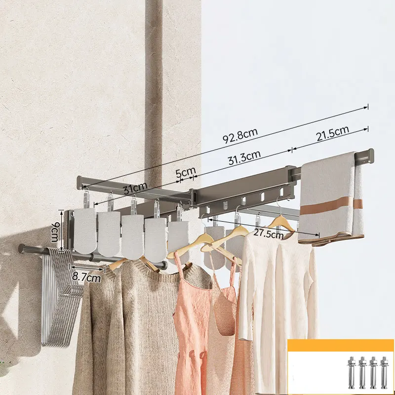 Tendedero de Ropa Plegable de Aluminio, Secador de Pared Plegable, Ahorrador de Espacio