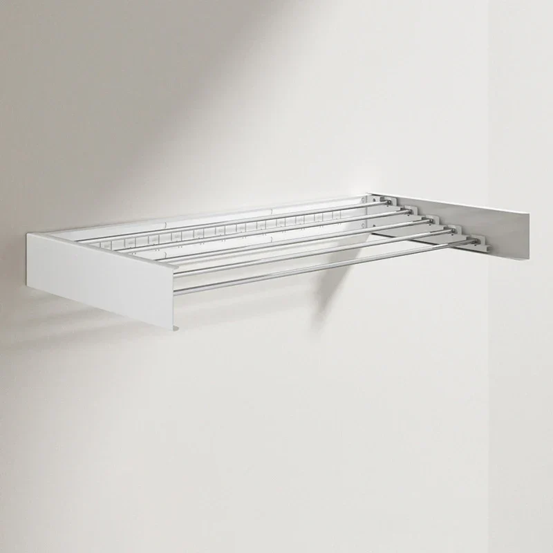 Tendedero de Ropa de Pared Plegable con 5 Barras de Aluminio para Interior y Exterior, Ahorra Espacio