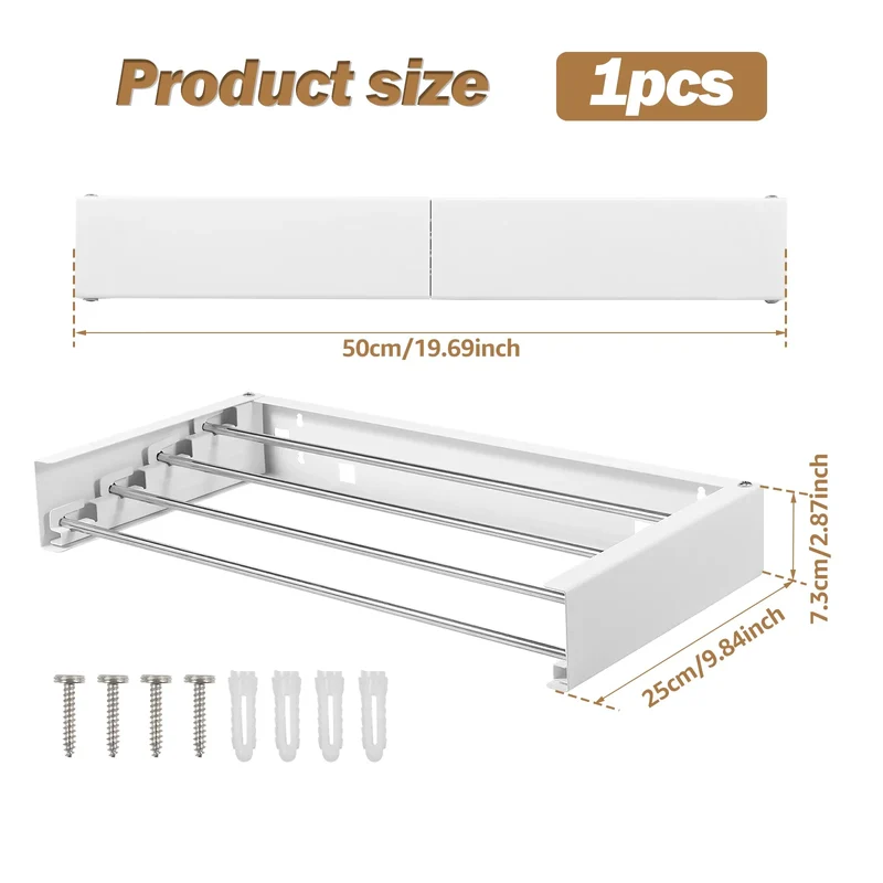 Tendedero de Ropa Retráctil Plegable de Acero Inoxidable para Interior