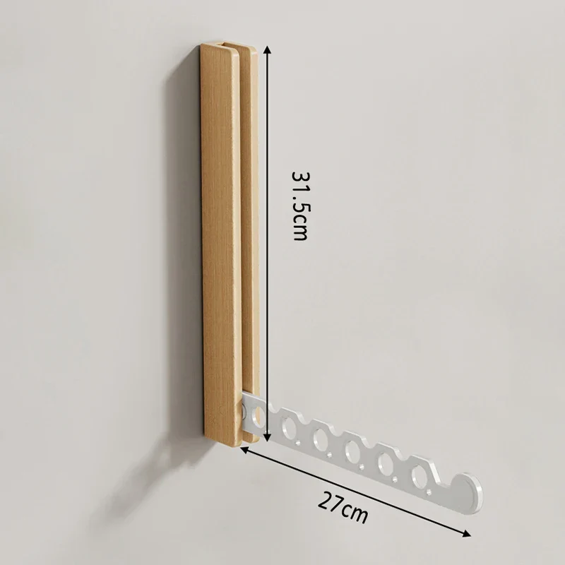 Wall Mounted Drying Rack Foldable Clothes Hanger Space Saving Laundry Organizer Wooden Collapsible Storage Rack