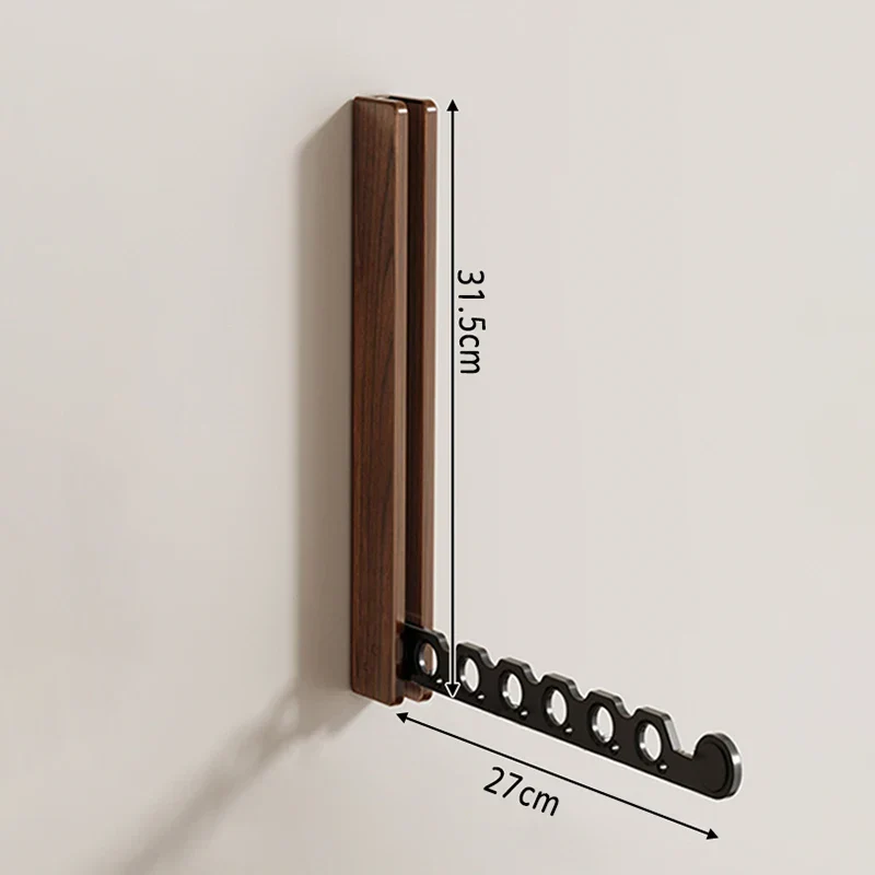 Tendedero de Ropa Plegable de Madera Oculto - Barra de Secado Montada en Pared, Colgador Interior, Ahorro Espacio
