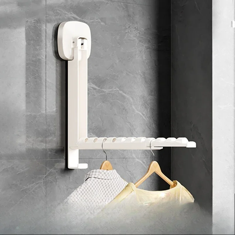 Tendedero de ropa retráctil de montaje en pared – Diseño plegable con base de ventosa sin taladro, ideal para uso interior y exterior