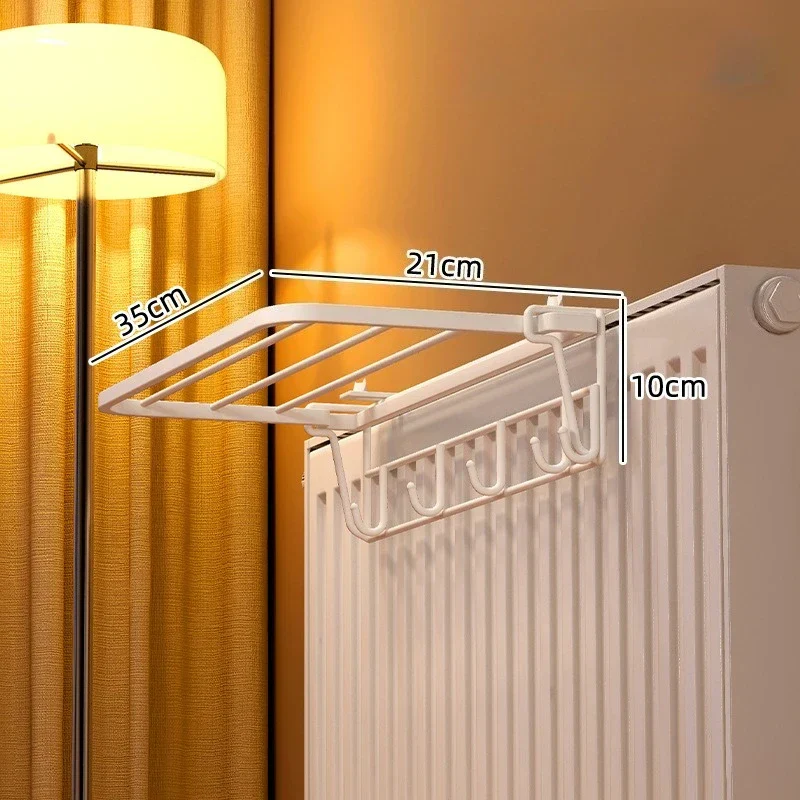 Estante Secador de Radiador de Pared Extraíble con Varillas - Ahorro de Espacio para Prendas de Invierno (Negro/Blanco)