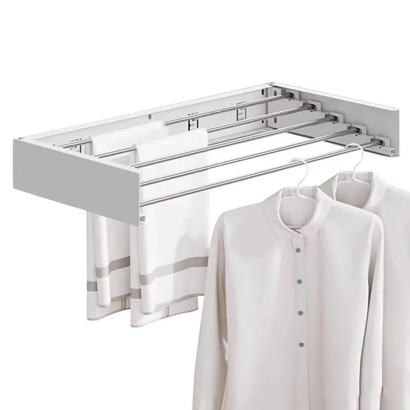 Tendedero invisible de acero al carbono 5 varillas 60cm, oculto, montaje en pared, plegable, resistente