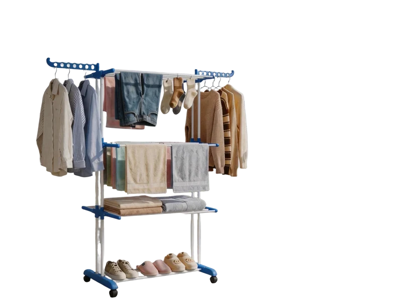 Tendedero de Ropa Plegable Vertical de Tres Pisos