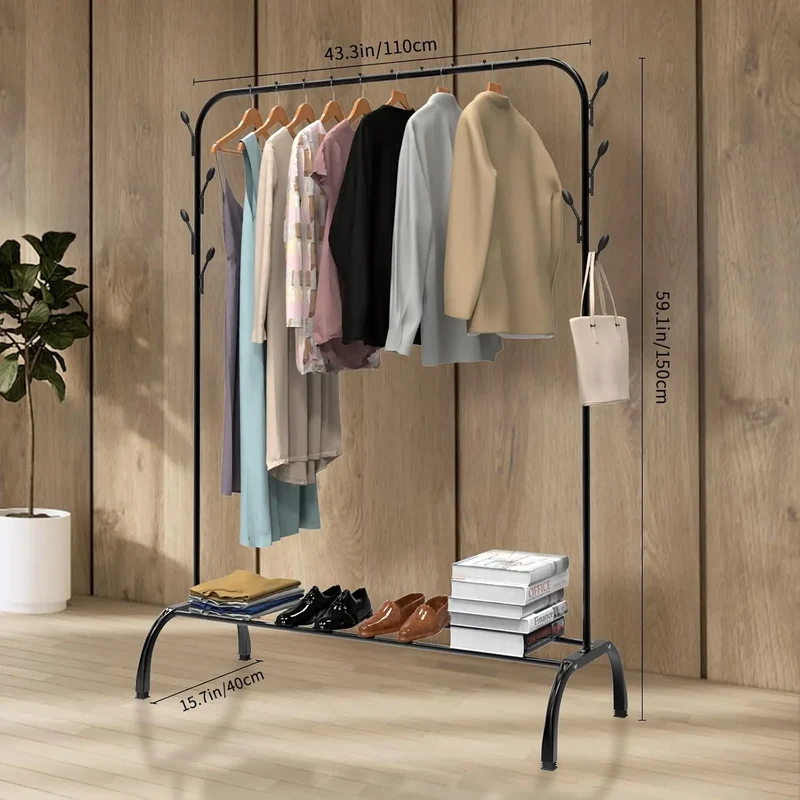Tendedero de Ropa Resistente BRIEFNESS con Ganchos, Negro, 110 x 40 x 150 cm