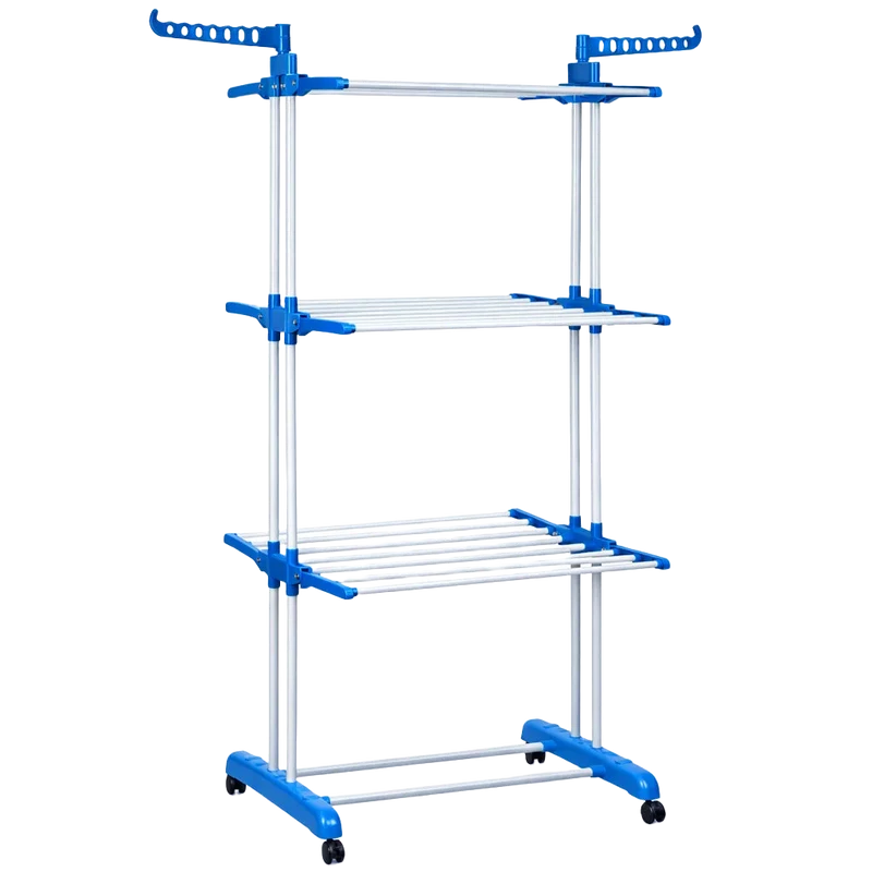 T-LoVendo Tendedero de Ropa Vertical Plegable 4 Niveles - Acero Inoxidable, Soporta 26 kg, Diseño Ahorrador de Espacio con Alas Laterales y Ruedas, Id