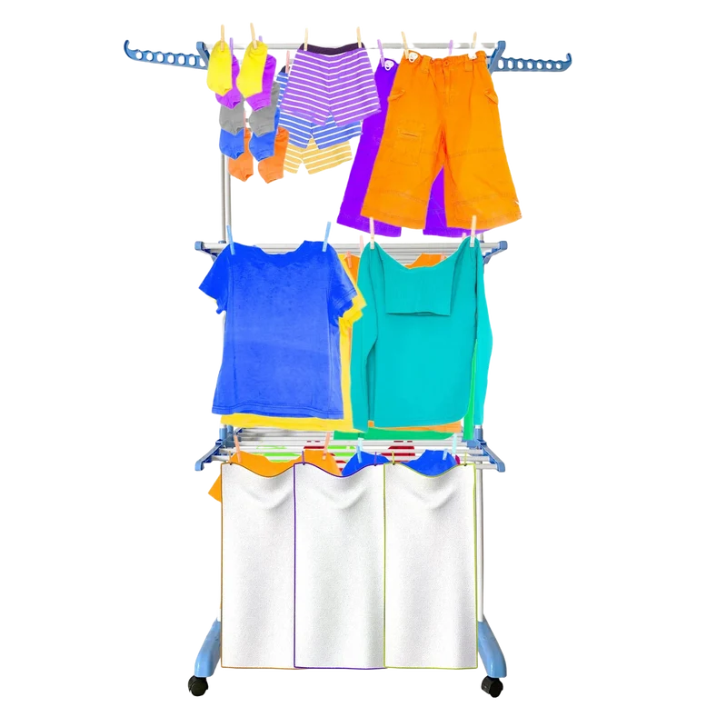 Tendedero de Ropa Vertical Plegable XXL con Ruedas - 20m de Secado, Acero Galvanizado