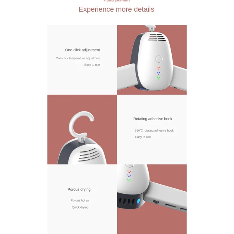 Tendedero Eléctrico Plegable y Retráctil para Ropa, Secadora Portátil para Hogar y Dormitorio, Enchufe US