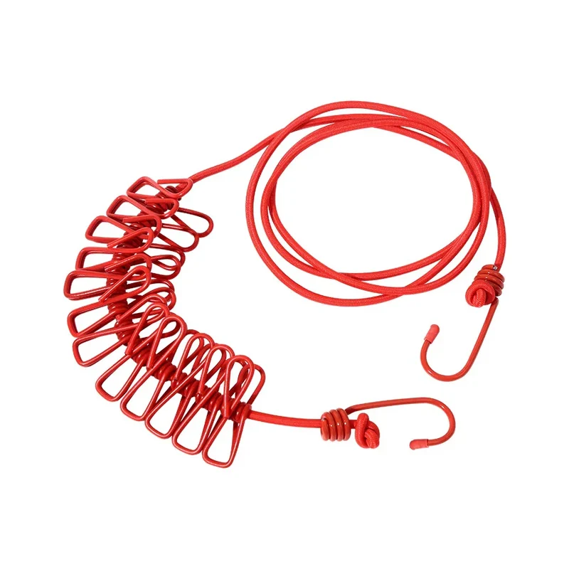Tendedero de ropa portátil retráctil con 12 pinzas, cuerda de secado antiviento para viajes, interior y exterior