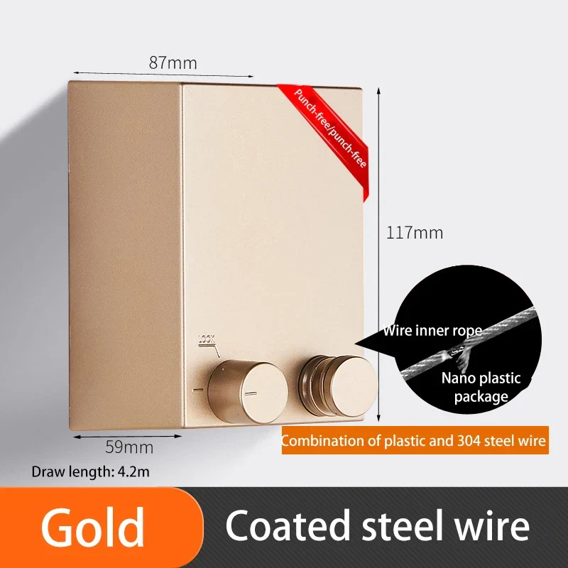 Tendedero de Ropa Retráctil Invisible de Acero Inoxidable - Colgador de Pared Sin Perforaciones