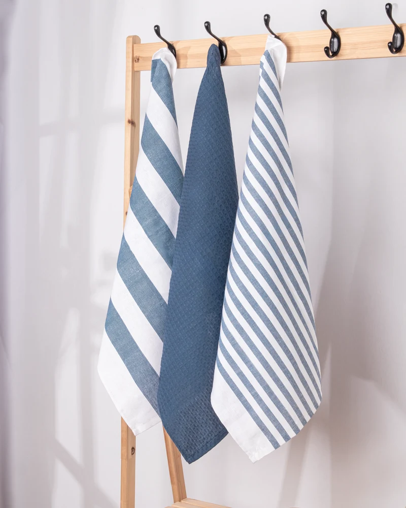 Set de 3 Paños de Cocina Lines Azul