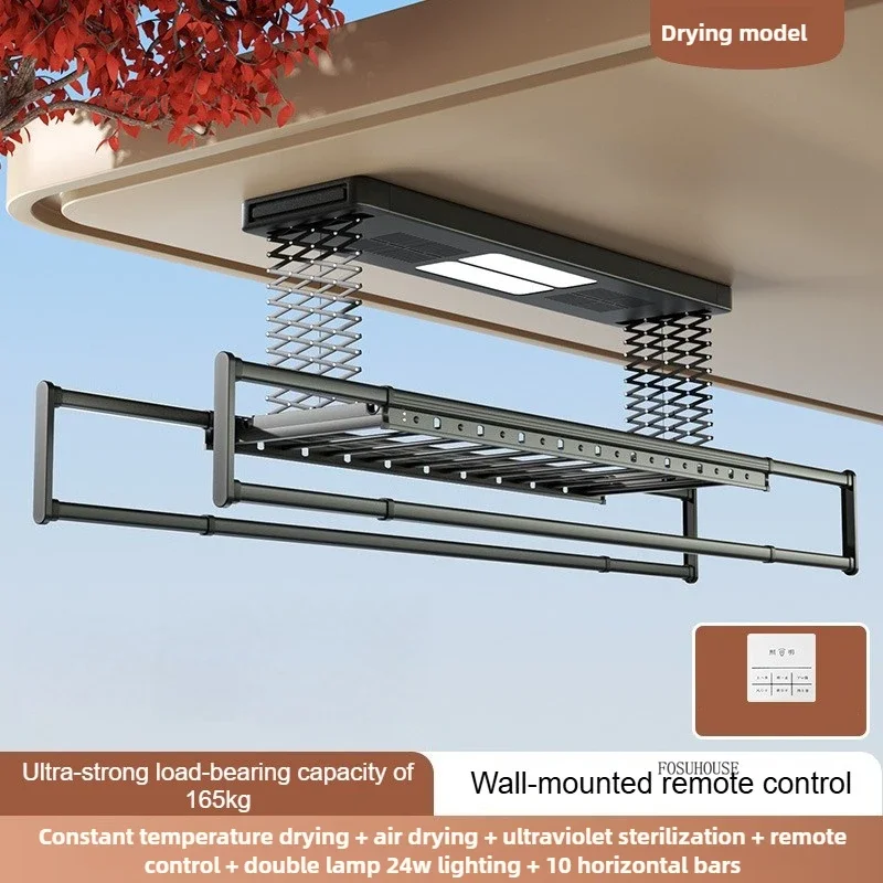 Tendedero Eléctrico Automático con Control Remoto Telescópico Plegable para Balcón y Interior