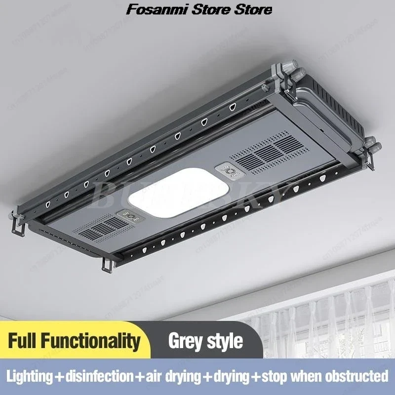 Tendedero de Ropa Eléctrico Retráctil de Techo con Elevación Inteligente, Aleación de Aluminio con Luz y Función de Secado para Balcón