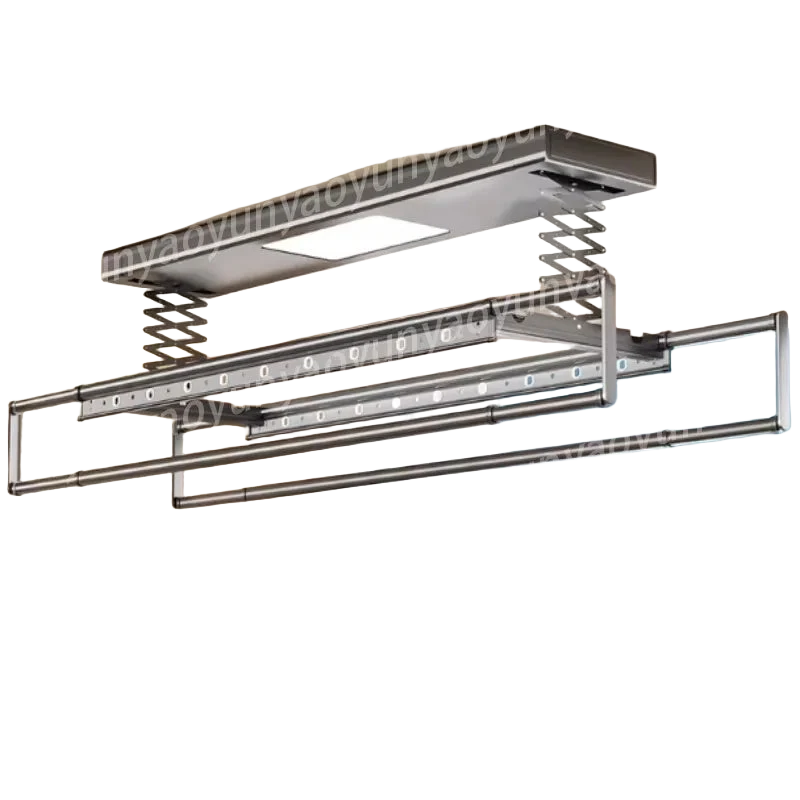 Tendedero Eléctrico de Techo Retráctil, Control Remoto, 210kg, Iluminación Gris