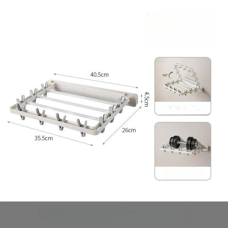 Estante Multigarra para Secar Calcetines y Ropa, Perchero de Pared Plegable sin Perforaciones, Organizador de Toallas
