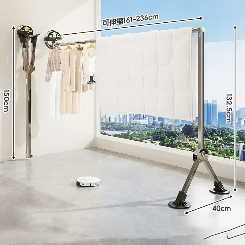 Perchero de Secado con Ventosa Resistente, 100kg, Plegable de Acero Inoxidable para Pared de Vidrio o Cerámica