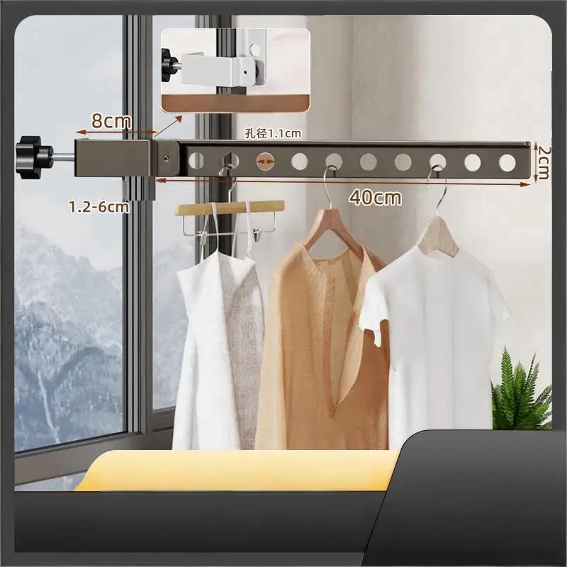 Tendedero de Ropa Retráctil de Aluminio para Ventana, Plegable y Ajustable