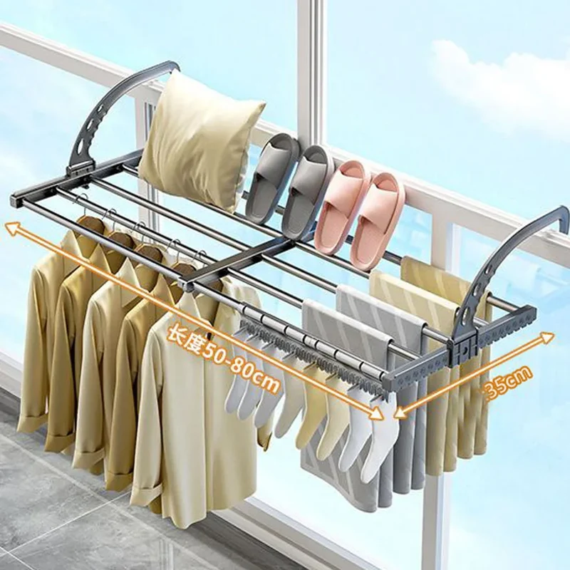 Tendedero de Ropa Retráctil y Plegable para Radiador con Pinzas para Calcetines - Extensible, Ahorra Espacio, para Baño y Balcón