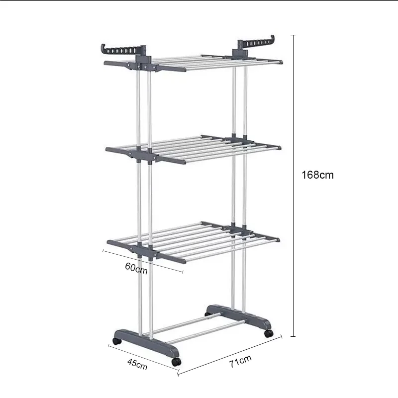 Tendedero de Ropa Plegable 3 Niveles, Secador de Toallas y Ropa Interior Exterior, Extensible