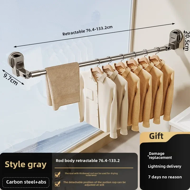 Tendedero de Ropa con Ventosa, Extensible, Sin Taladro, Montaje en Ventana, Ahorra Espacio, Secador de Balcón, Fácil y Rápido Montaje