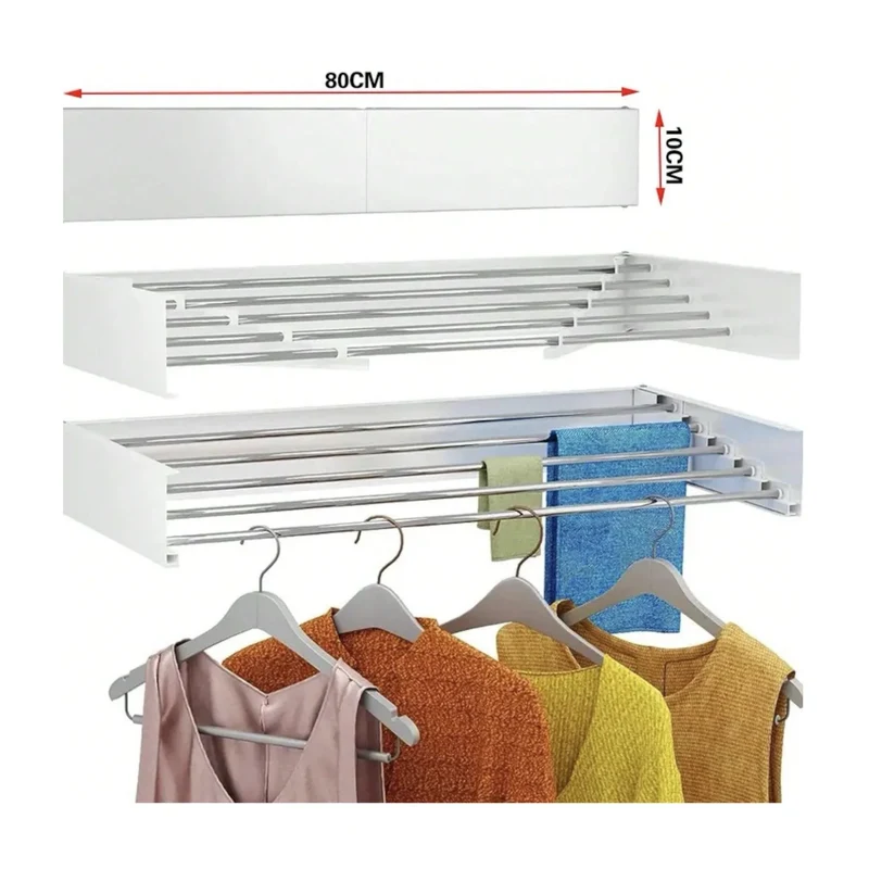 Tendedero de Pared Retráctil Plegable Kynley, Compacto, Soporta 30 kg, 4 m de Espacio de Secado