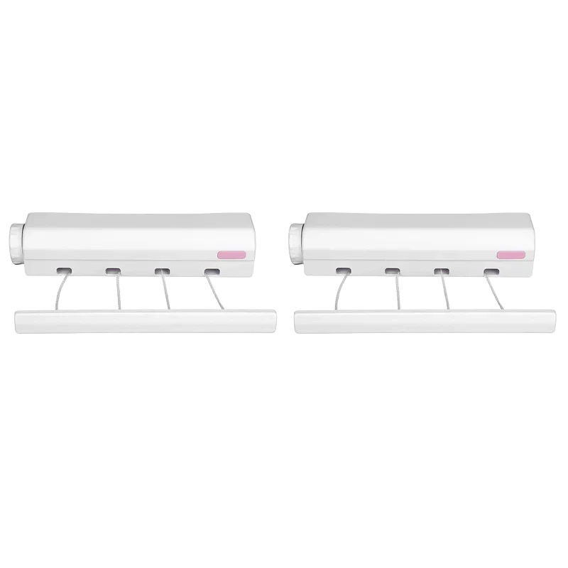 2X Tendedero Retráctil Telescópico de Pared, 4 Líneas para Interior y Exterior