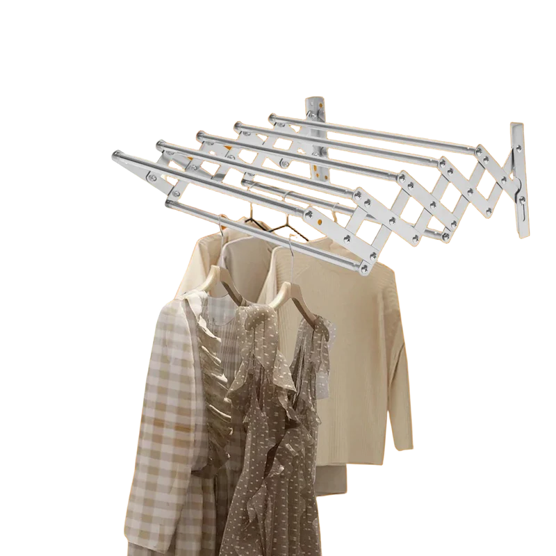 Tendedero de ropa plegable, tamaño telescópico de 42–80 cm, extensible frontal‑trasero e izquierda‑derecha, ahorro de espacio, estructura estable, ide