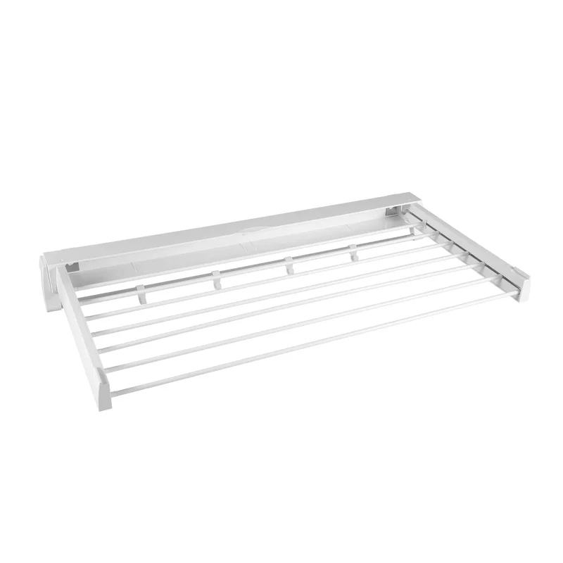 Tendedero de ropa mural con 7 varillas extensibles, ahorrador de espacio, para interior y exterior, blanco