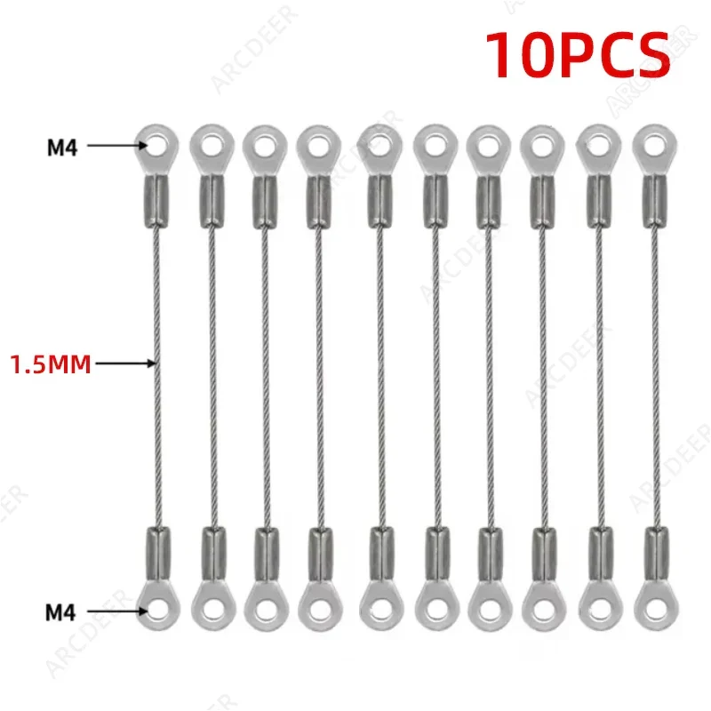 Juego de 10 Cuerdas de Acero Inoxidable de 1.5 mm con Ojales, Lanyard de Seguridad para Tendedero de Ropa