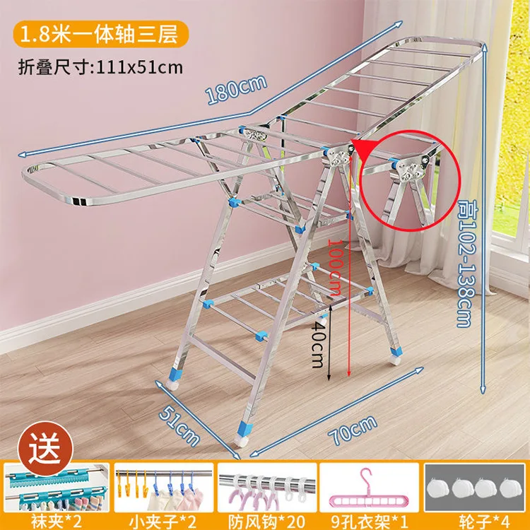 Tendedero de Ropa Plegable de Acero Inoxidable para Interior y Exterior – Balcón, Jardín y Más