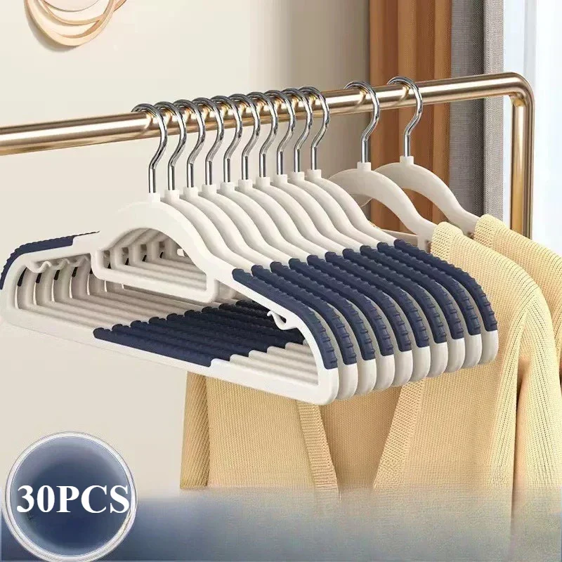 Set de 30 Ganchos Antideslizantes para Ropa, Sólidos y Duraderos, con Gancho Giratorio, Organizadores de Ropa para Baño y Dormitorio