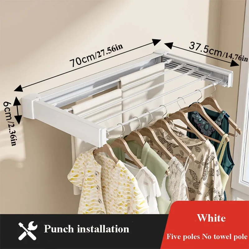 Tendedero de Ropa Retráctil Invisible de Pared para Baño, Balcón y Ventana