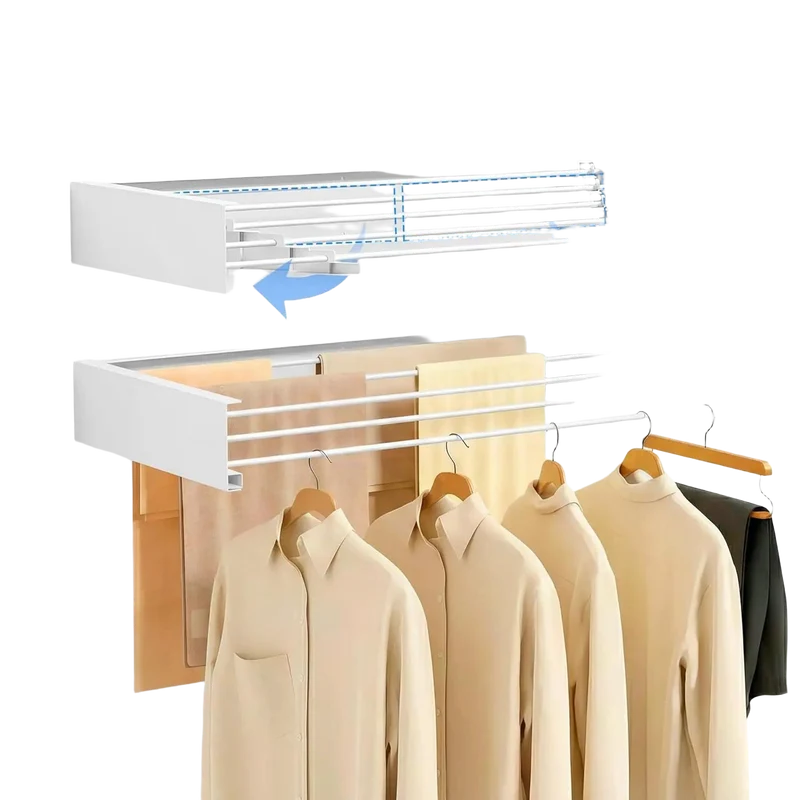 KingnetStore - Tendedero de Pared Plegable de Aluminio, Secador de Ropa Montado en Pared, Compacto y Duradero, Capacidad 30 kg, 80/100 cm, Blanco/Negr