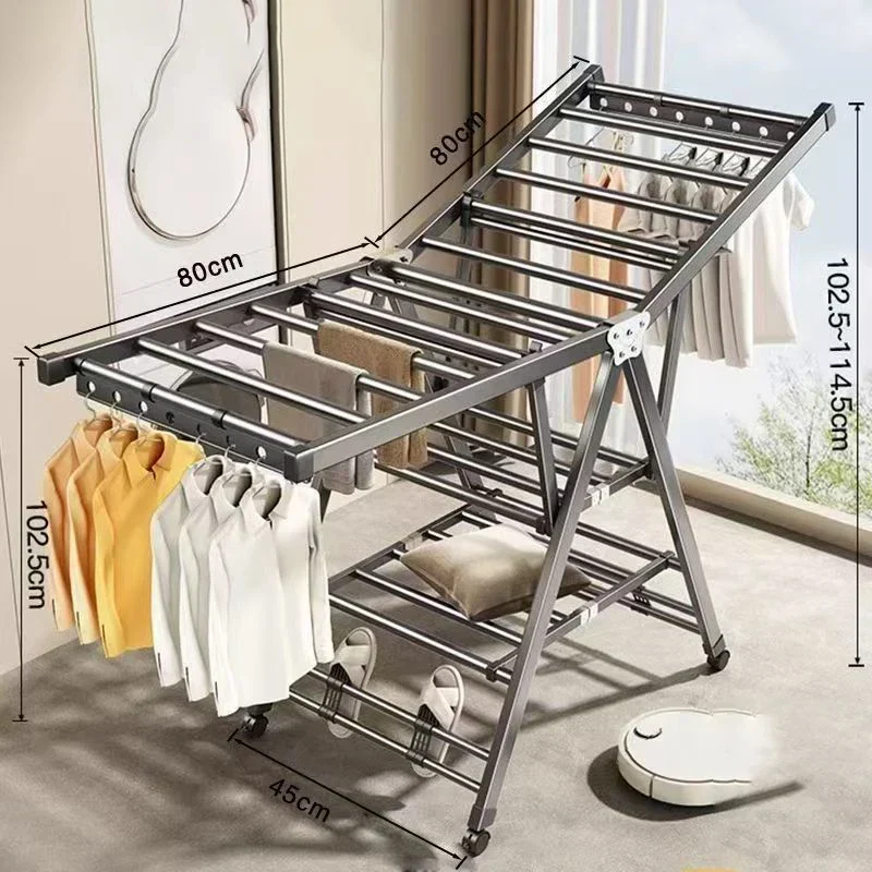 Tendedero de Ropa Plegable 3 Pisos para Balcón - Estante de Secado Portátil y Ajustable