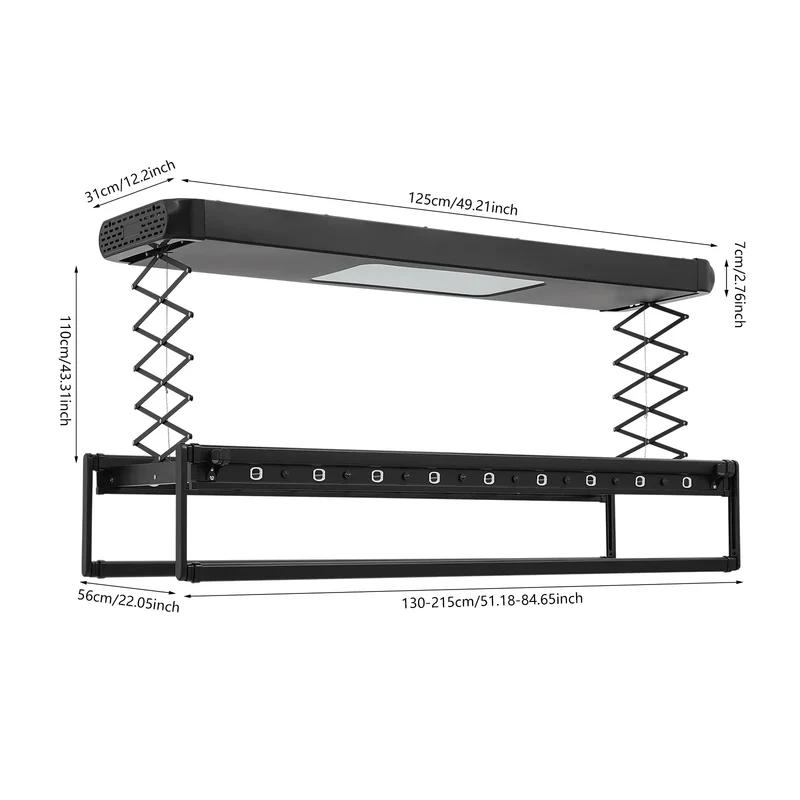 Tendedero Eléctrico Retráctil Moderno 35kg con Control Remoto para Balcones y Baños