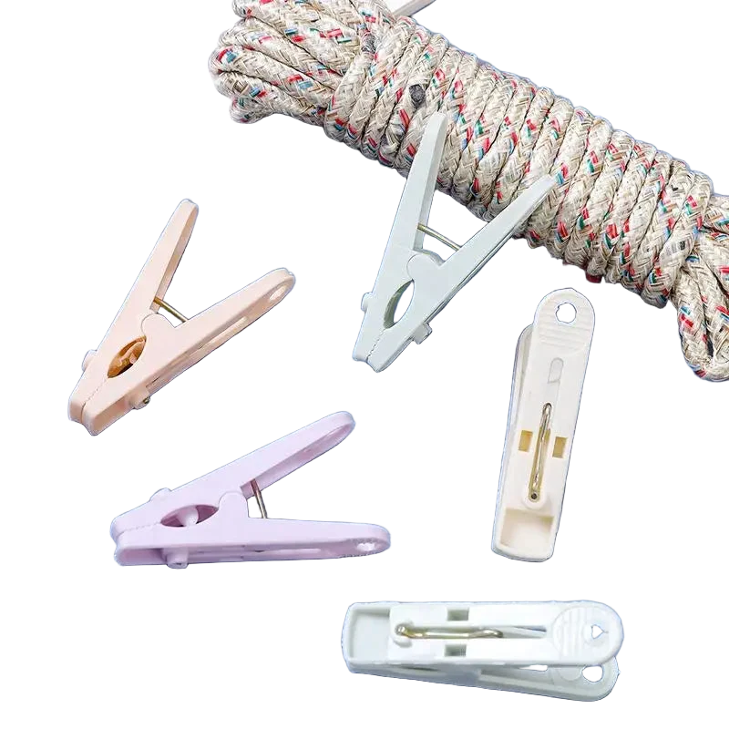 Juego de Cuerda de Ropa con 12 Pinzas Coloridas, Multifuncional, Antiviento, para Uso Interior y Exterior - Portátil y Resistente