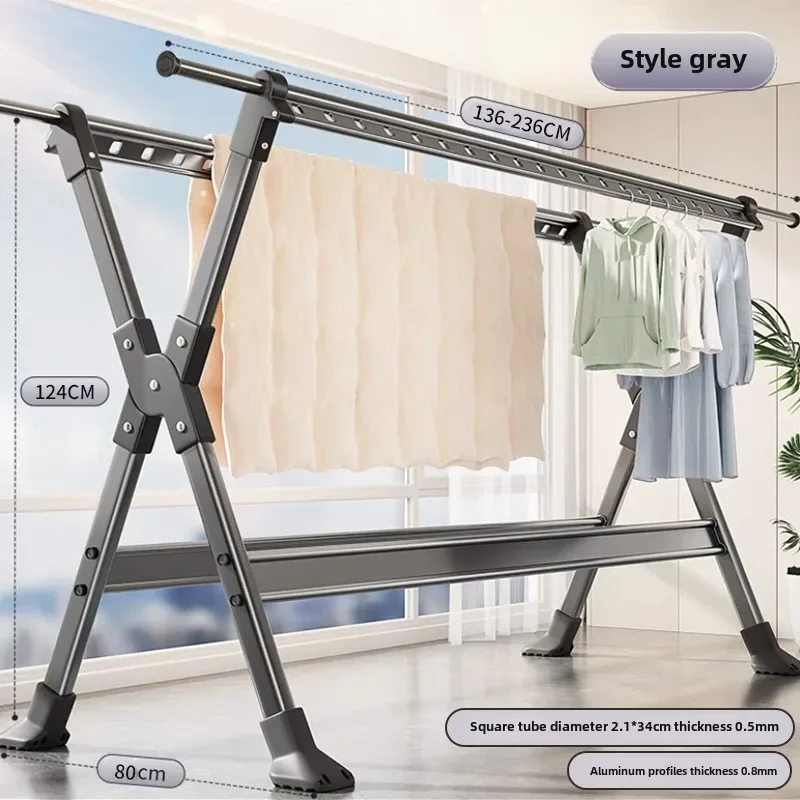 Tendedero de Suelo a Techo de Aleación de Aluminio Plegable - Sin Instalación para Ropa Infantil