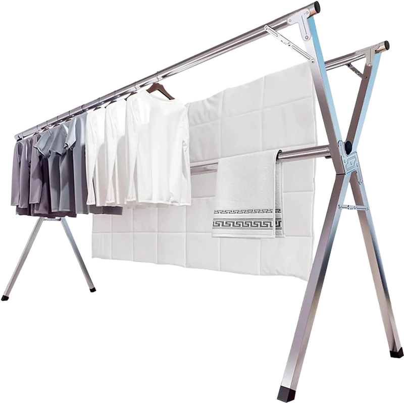 Tendedero de Ropa Plegable de 2M de Acero Inoxidable