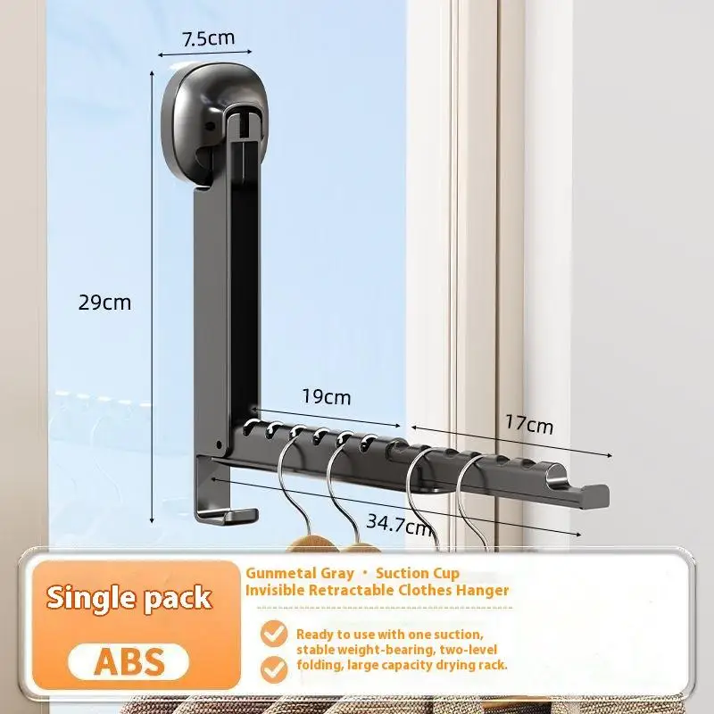 Tendedero de Ropa Plegable de Pared - Rejilla Retráctil con Ventosas, Solución Portátil de Secado que Ahorra Espacio