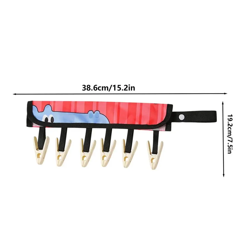 Tendedero Portátil Plegable con 6 Pinzas para Calcetines y Ropa Interior - Perchero de Viaje Compacto para Hotel, Camping, Crucero