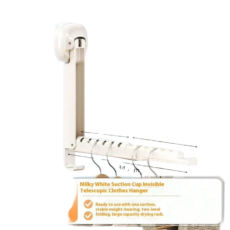 Tendedero de Ropa Plegable Retráctil con Ventosa - Portátil, Plegable, Montaje en Pared, Colgador de Ropa Plegable