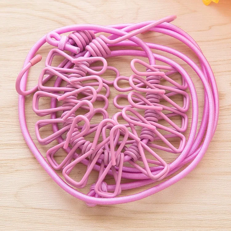 Tendedero de Ropa Portátil con 12 Pinzas - Cuerda Extensible Multifuncional para Exteriores