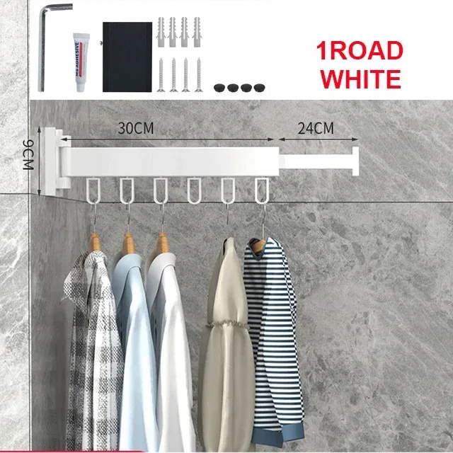 UNTIOR Tendedero Retráctil de Ropa Plegable Colgador de Aluminio Montaje en Pared Interior Ahorro de Espacio Lavandería Doméstica