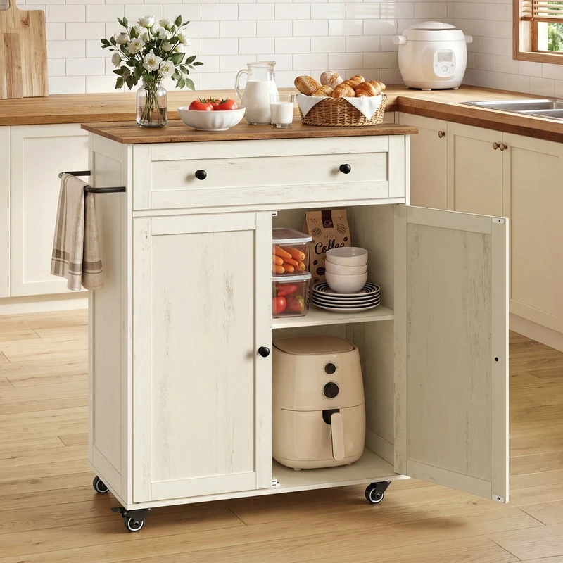 Isla de cocina con encimera y estante ajustable