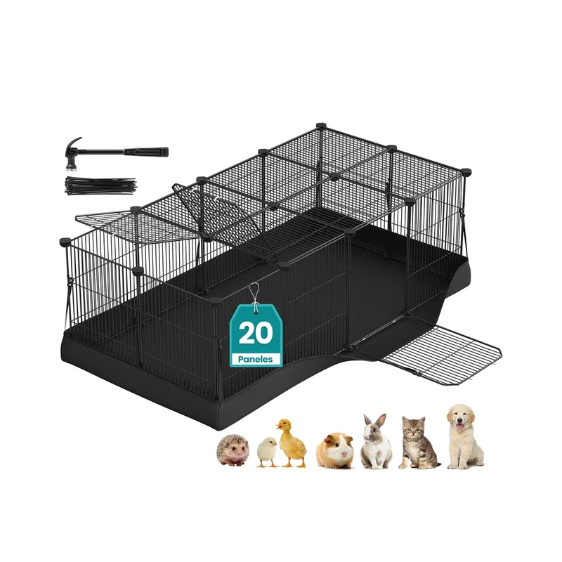 Parque para animales pequeños con paneles y doble puerta