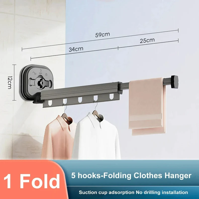 Tendedero de Ropa de Aluminio para Pared, Plegable, Exterior y Lavandería